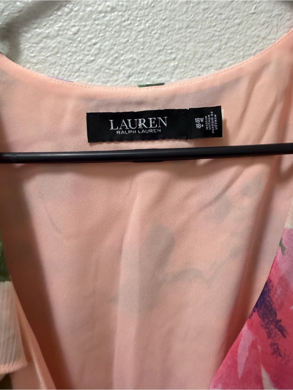 Ralph Lauren Peach Floral Ruffled V-Neck Dress - Picture 3 of 3